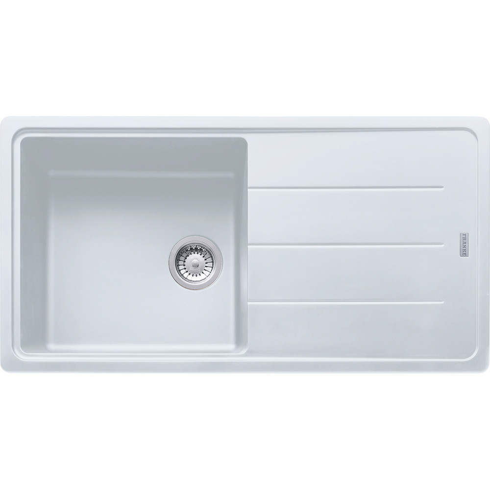 An image of Franke Basis BFG611-97 Fragranite Polar White Kitchen Sink